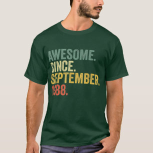 34th Birthday Gift 34 Year Old Awesome Since Septe T-Shirt