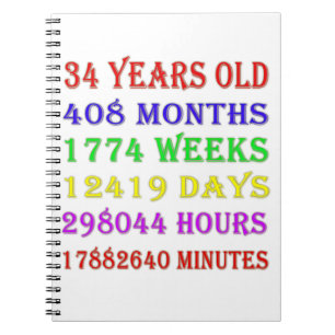 34th Birthday Milestones Notebook