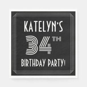 34th Birthday Party: Art Deco Style + Custom Name Napkin