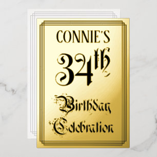 34th Birthday Party — Elegant Script + Custom Name