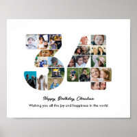 34th Birthday Party Number 34 Photo Collage