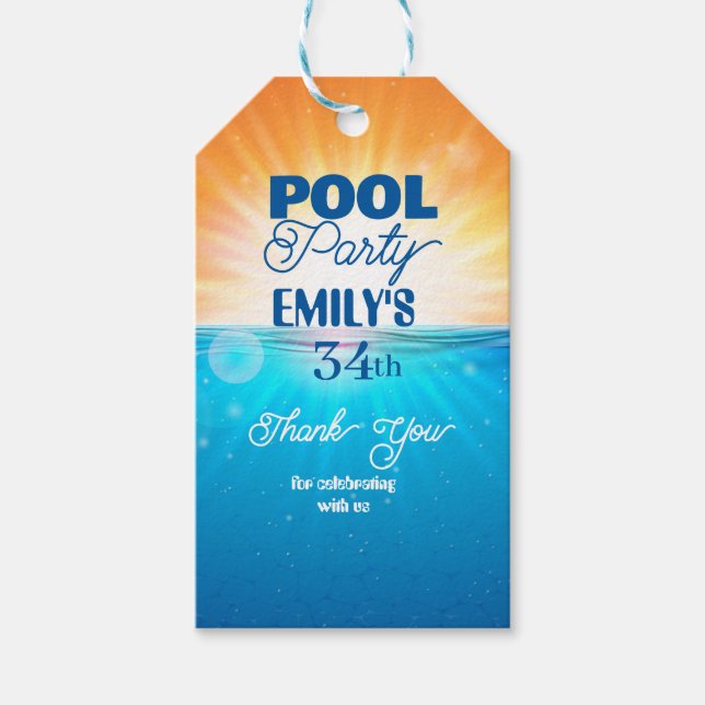 34th birthday pool party gift tags (Front)
