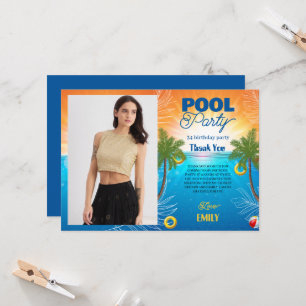 34th birthday pool party thank you card