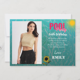 34th birthday pool party thank you card