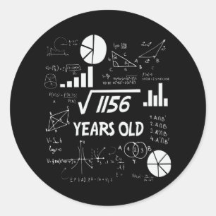 34th Birthday Square Root Math 34 Years Old Bday Classic Round Sticker