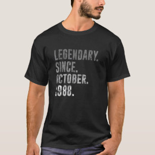 34th Birthday Vintage Legendary Since October 1988 T-Shirt