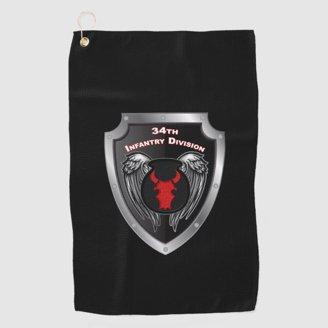 34th Infantry Division Customised Shield Golf Towel (Front)