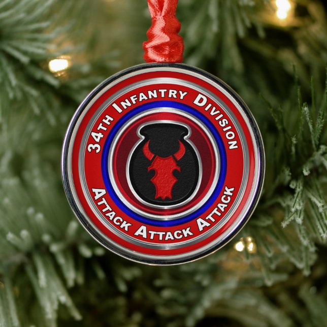 34th Infantry Division Keepsake Christmas Metal Tree Decoration (Tree)