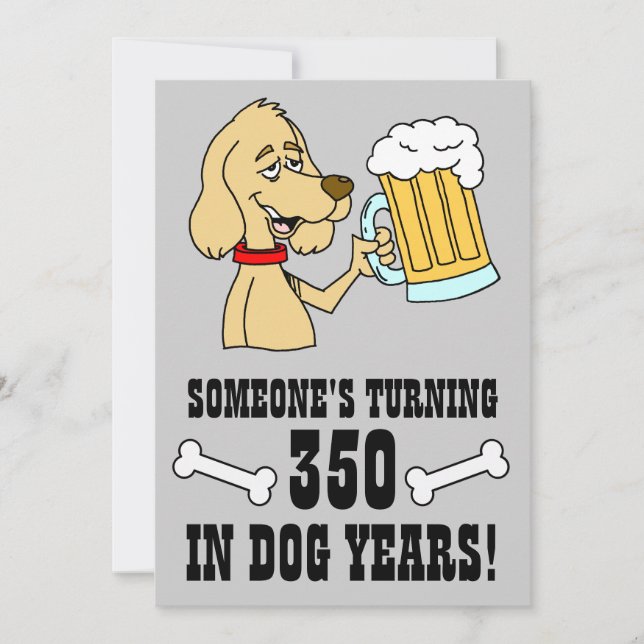 350 Dog Years 50th Birthday Party Invite (Front)