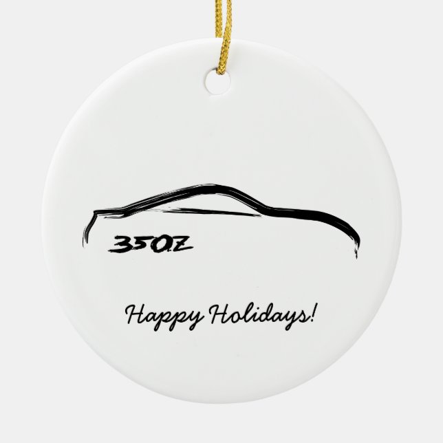 350Z Black Brushstroke Ceramic Tree Decoration (Front)