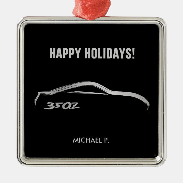 350Z Silver brushstroke Christmas Ornament (Front)