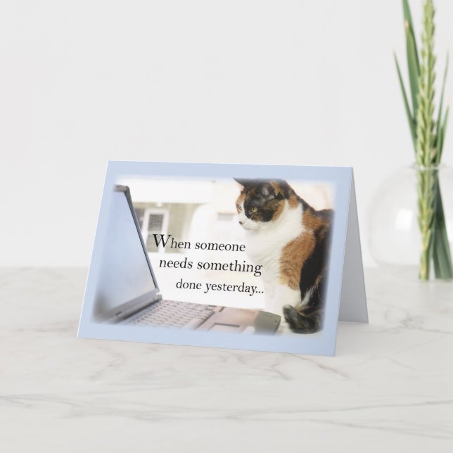 3588 Admin Pro Cat Computer, Humour Card (Front)