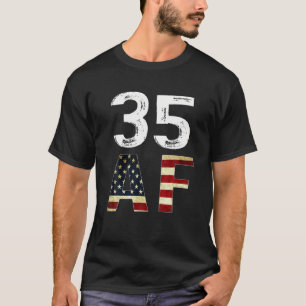 35 AF 35Th Birthday American Flag Tee