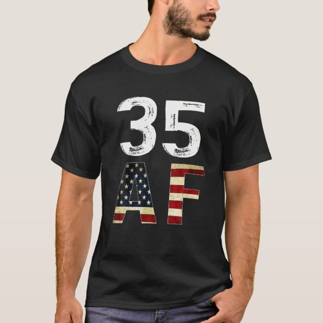 35 AF 35Th Birthday American Flag Tee (Front)