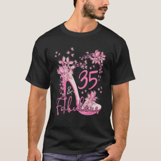 35 And Fabulous Floral Butterflies High Heels 35th T-Shirt