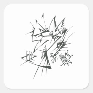 35 Black White Abstract Tribal Tattoo Art Square Sticker