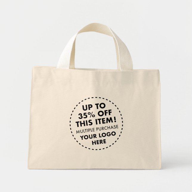 35% OFF Bulk Buy Discount Custom Natural Mini Tote Bag (Front)