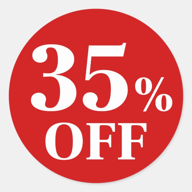 35% OFF Red Background Classic Round Sticker (Front)