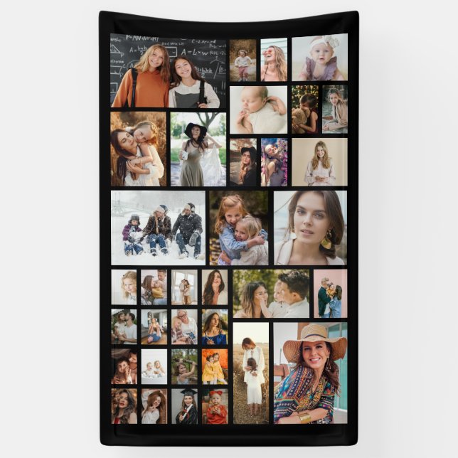 35 Photo Collage Custom Birthday Banner (Vertical)