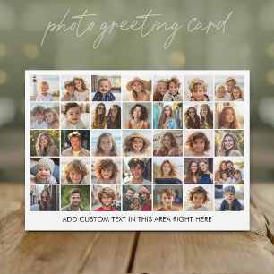 35 Photo Collage Grid - 1 Text box - black white Holiday Card