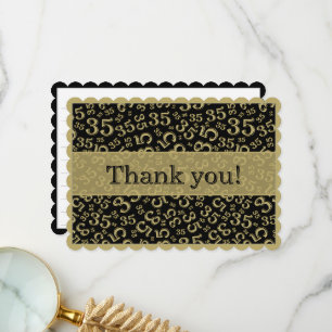 35 "Thank you!" Black/Gold Number Pattern Thank You Card