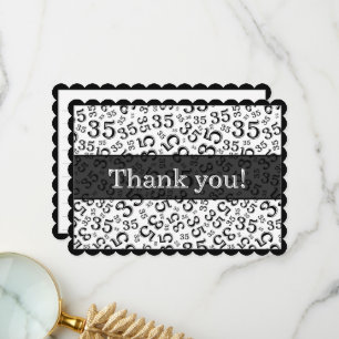35 "Thank you!" Black/White Number Pattern Thank You Card