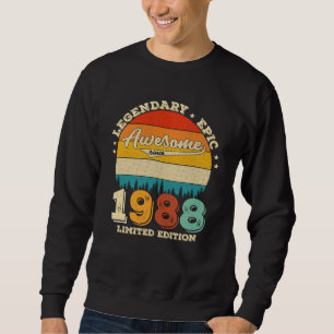 35 Year Old Awesome Since 1988 35th Birthday Gift Sweatshirt
