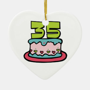 35 Year Old Birthday Cake Ceramic Tree Decoration