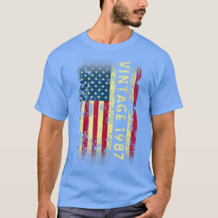 35 Year Old Gifts Vintage 1987 American Flag 35th T-Shirt