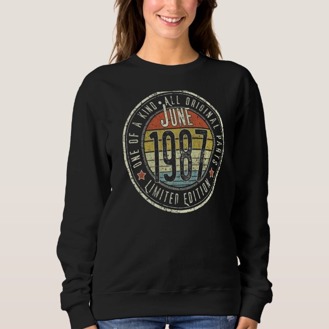35 Year Old June 1987  35th Birthday Sweatshirt (Front)
