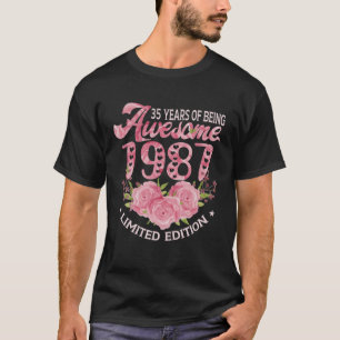 35 Year Old Pink Vintage 1987 Bday Gift 35Th Birth T-Shirt