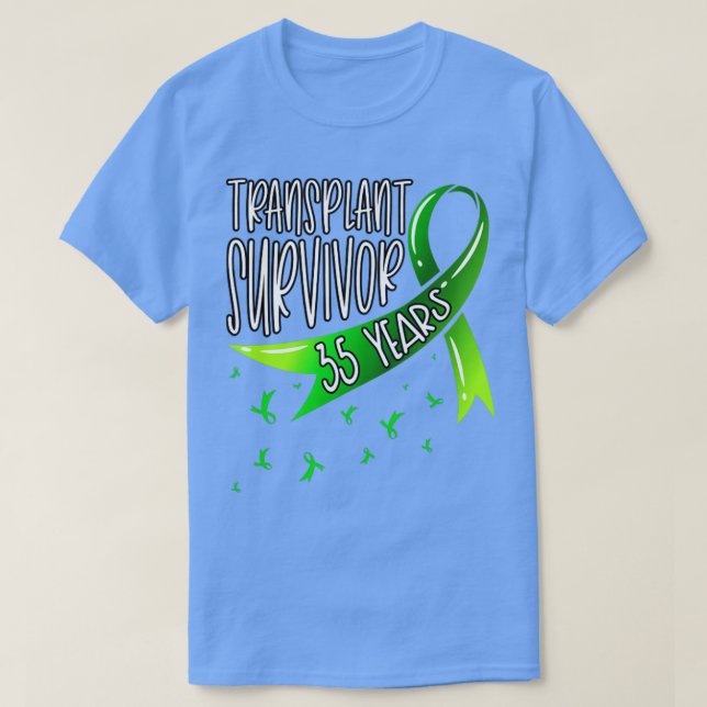 35 Year Organ Transplant Survivor Green Ribbon T-Shirt (Design Front)
