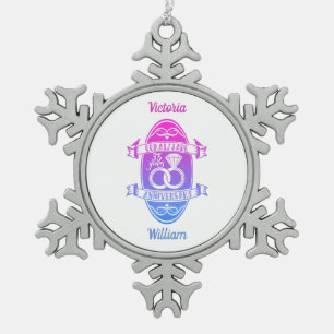 35 Year traditional coral Jade 235th  anniversary Snowflake Pewter Christmas Ornament