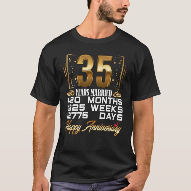 35 Years Married   35th Wedding Anniversary T-Shirt (Front)