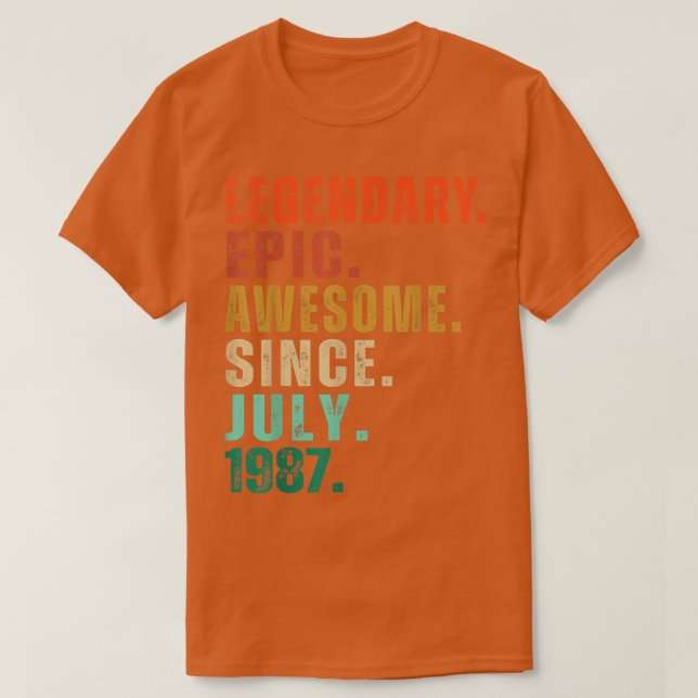 35 Years Old Funny Awesome Since July 1987 35th Bi T-Shirt (Design Front)