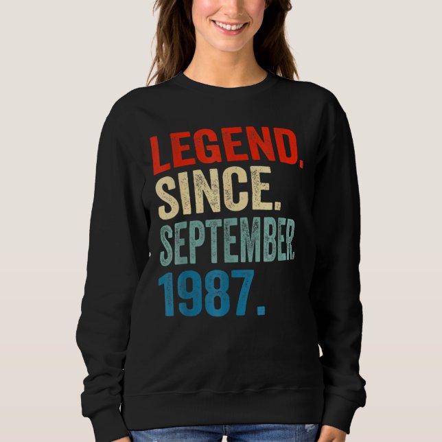 35 Years Old  Legend Since September 1987 35th Bir Sweatshirt (Front)