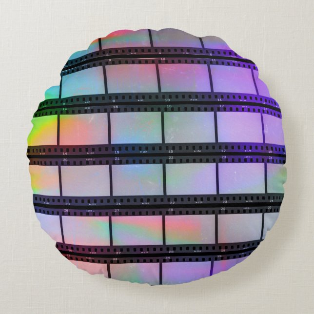 35mm Filmstrips: Scanner Light Effects Round Cushion (Front)