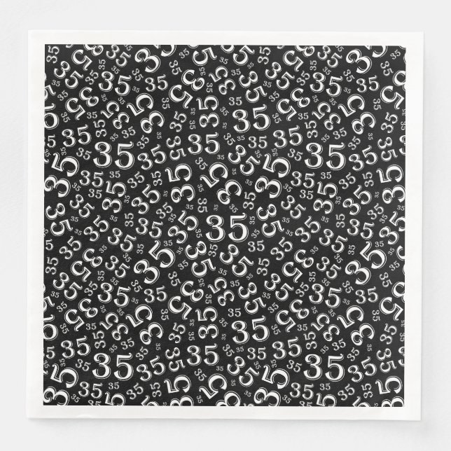 35th Age Random Number Pattern Black/White Napkin (Front)