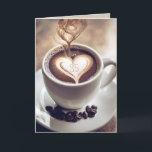 35th Anniversary Coffee With Heart Card<br><div class="desc">Coffee with heart,  beans,  and steam for 35th anniversary.</div>