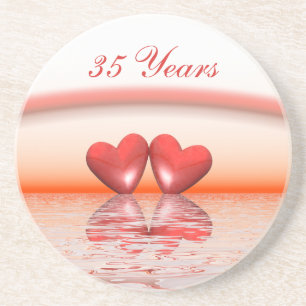 35th Anniversary Coral Hearts Coaster