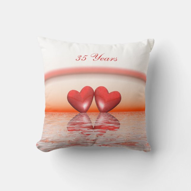 35th Anniversary Coral Hearts Cushion (Front)