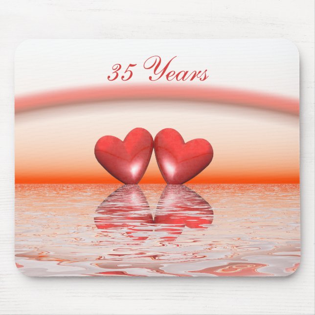 35th Anniversary Coral Hearts Mouse Pad (Front)