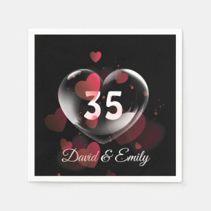 35th Anniversary Heart Bubble With Red Hearts Napkin