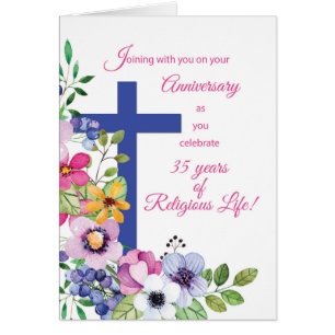 35th Anniversary Nun Religious Life Cross, Flowers