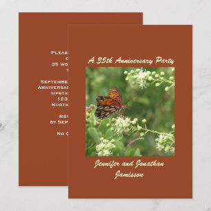 35th Anniversary Party, Name, Orange Butterfly Invitation