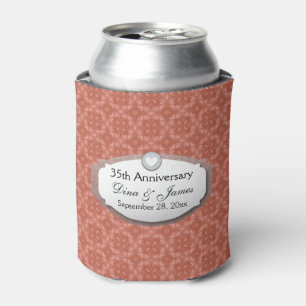 35th Anniversary Wedding Anniversary Coral Z22 Can Cooler