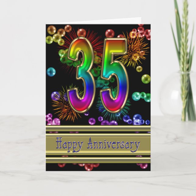 35th anniversary with fireworks and bubbles card (Front)