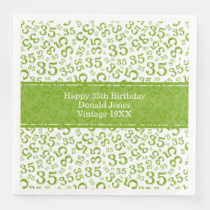 35th Birthday Age Number Pattern Green/White Napkin