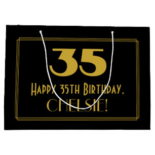 35th Birthday — Art Deco Inspired Look "35" & Na Large Gift Bag