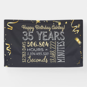 35th Birthday Banner - 35 Years in Hours & Seconds